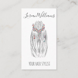 Stylish Pastel Hair Stylist Braid Hairstyle QR  Business Card