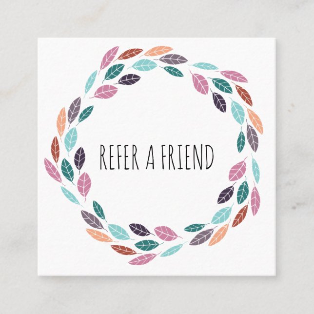 Stylish Pastel Leafy Hair Stylist Floral Wreath Appointment Card (Front)