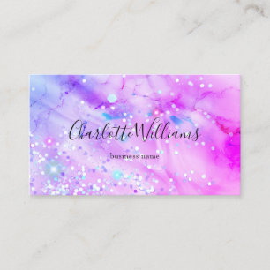 Stylish Pastel Marbled Alcohol Ink Elegant Glitter Business Card