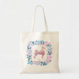 Stylish Pastel Pink Poodle   Custom Name & Photo Tote Bag