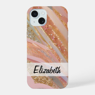 Stylish Pastel Pink, Purple, Blue Glitter iPhone 15 Case