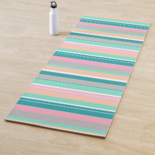 Stylish Pastel Stripes Positive Vibes Yoga Mat