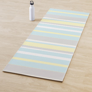 Stylish Pastel Stripes Positive Vibes Yoga Mat