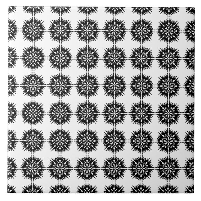 Stylish Pattern. Black and White. Tile (Front)
