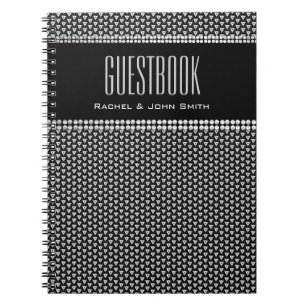 Stylish Pattern Metallic Black Guestbook Notebook