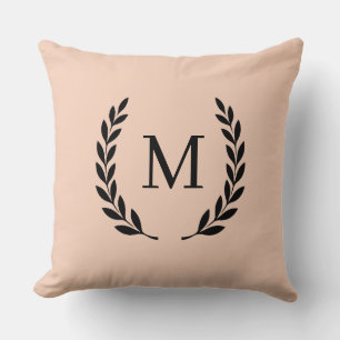 Stylish Peach Monogram Initial Cushion