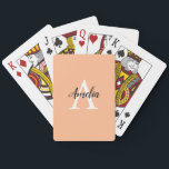 Stylish Peach Monogram Playing Cards<br><div class="desc">Stylish Peach Monogram Playing Cards featuring an elegant arrangement of name and monogram initial on a pretty peach colour background. The design is easy to personalise by typing the name and initial of your choice into the online personalisation template before ordering cards.</div>