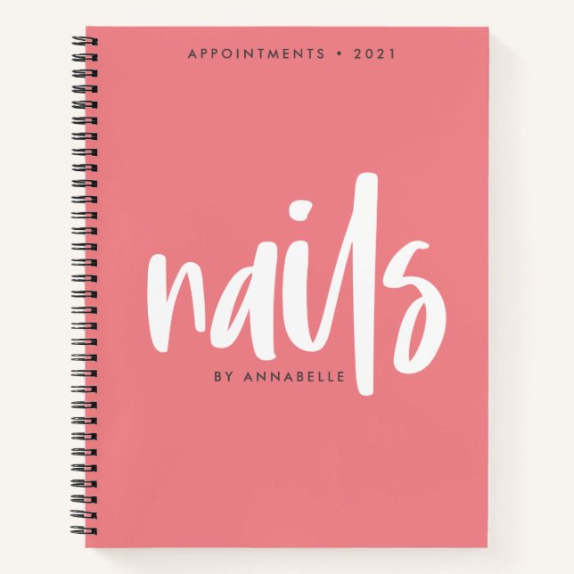 Stylish Peach Nails Appointment Book (Front)