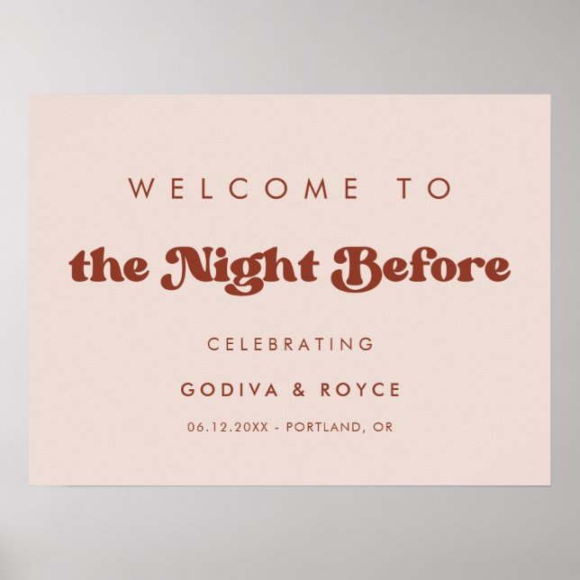 Stylish Peach Pink Welcome to The Night Before Poster (Front)