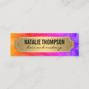 Stylish Peacock Feathers Gold Metallic Frame Mini Business Card