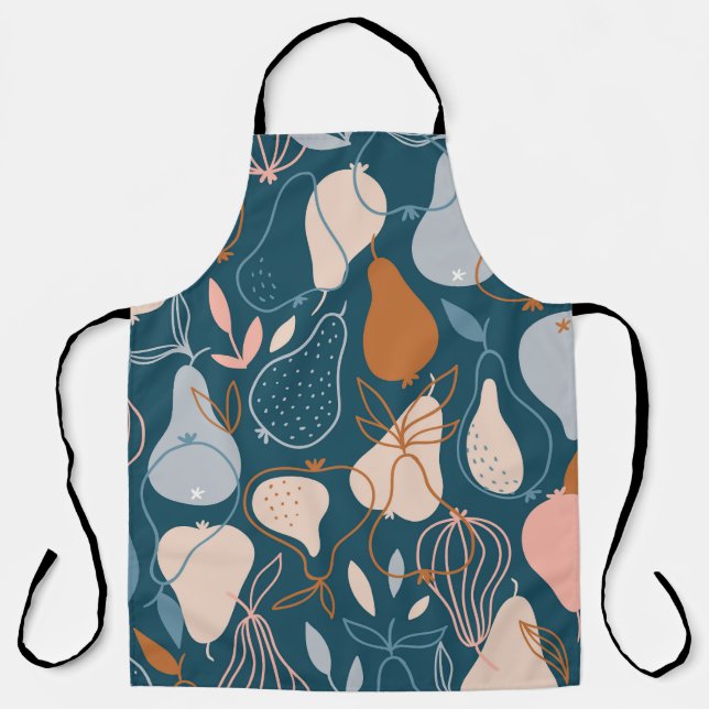 Stylish Pear: Scandinavian Dark Pattern Apron (Front)