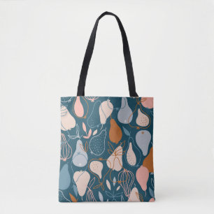 Stylish pear seamless pattern in scandinavian styl tote bag