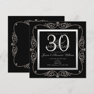 Stylish Pearl Framed 30th Wedding Anniversary Invitation