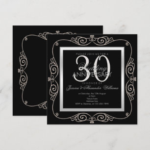 Stylish Pearl Framed 30th Wedding Anniversary Invitation