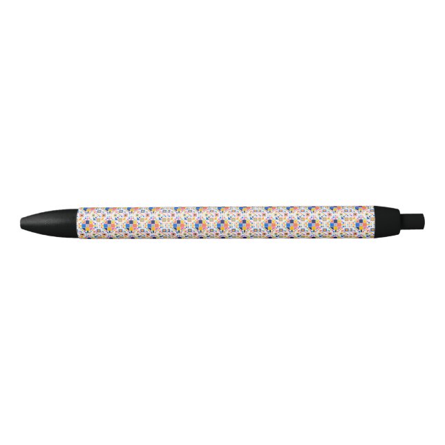 Stylish pen with a colourful geometric pattern (Front)
