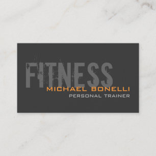 Stylish Personal Trainer Grey Yellow Business Card