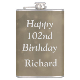 Stylish personalised 102nd Birthday design Hip Flask