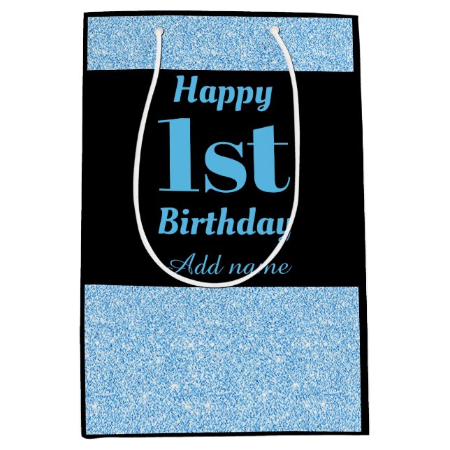 Stylish personalised 1st birthday gift bag (Front)