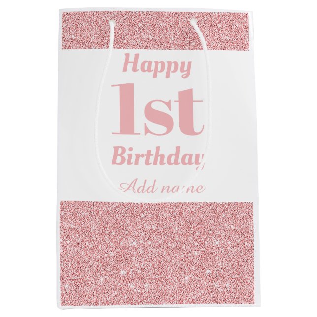 Stylish personalised 1st birthday gift bag (Front)
