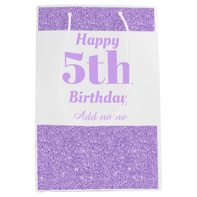 Stylish personalised 5th birthday gift bag (Front)