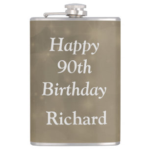 Stylish personalised 90th Birthday design Hip Flask
