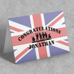 Stylish Personalised Army Passing Out Card<br><div class="desc">A simple military passing out greeting card featuring,  the union jack british flag,  the word "congratulations",  soldiers in silhouette and the name of the soldier.</div>
