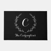 Stylish Personalised Black Front Door Mat | Large