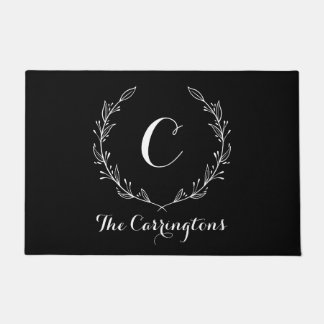 Stylish Personalised Black Front Door Mat | Large