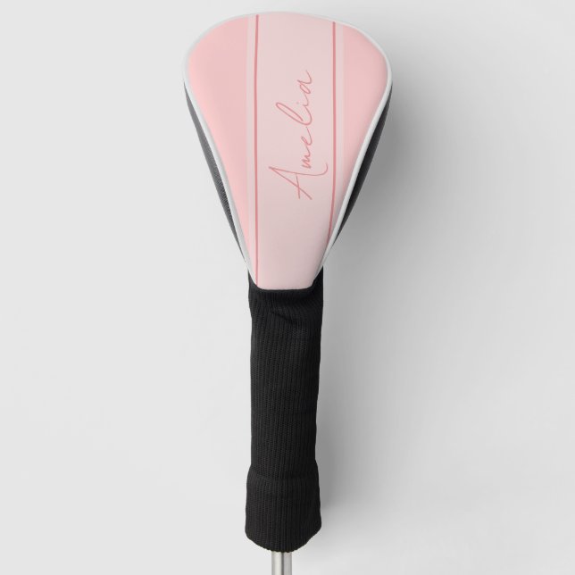 Stylish Personalised Blush Pink Golf Head Cover (Front)
