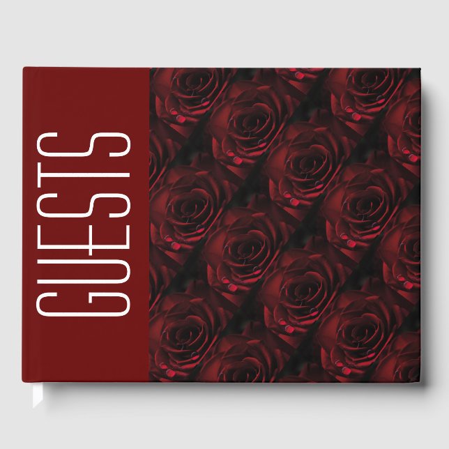 Stylish Personalised Christian Scripture RED ROSE Guest Book (Front)