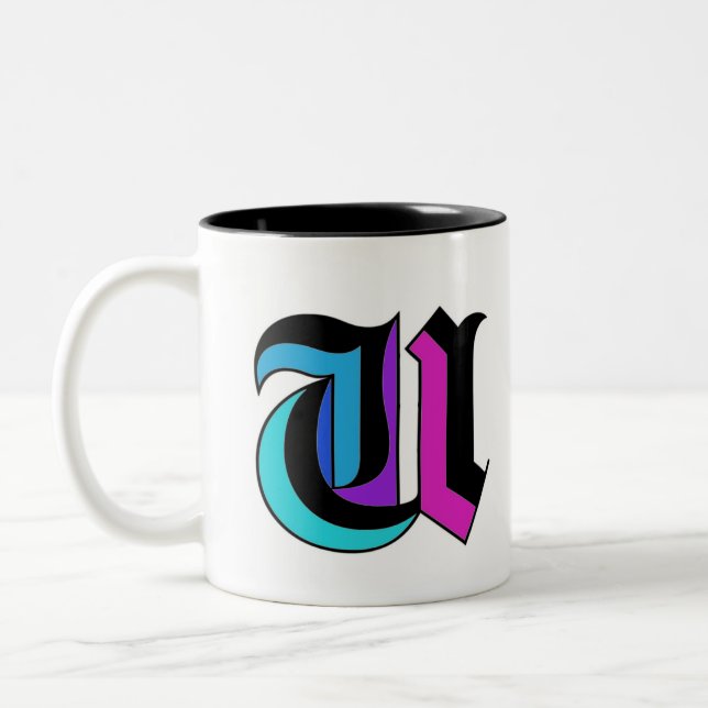 Stylish Personalised colourful modern trendy U Mug (Left)
