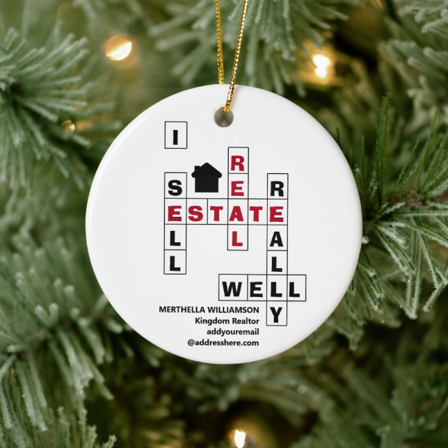 Stylish Personalised Crossword I SELL REAL ESTATE Ceramic Tree Decoration (Tree)