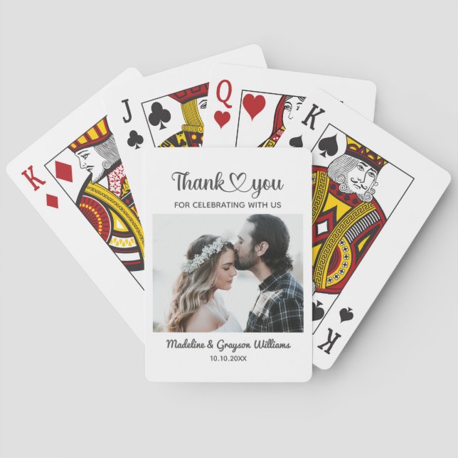 Stylish Personalised Custom Photo Romantic Wedding Playing Cards (Back)