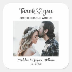 Stylish Personalised Custom Photo Romantic Wedding Square Sticker