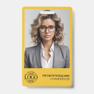 Stylish Personalised Employee Photo Company Logo ID Badge