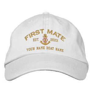 Stylish Personalised First Mate YEAR Name Anchor Embroidered Hat