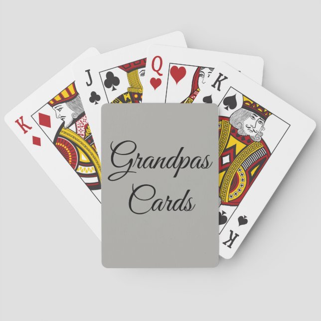 Stylish personalised grandpas playing cards (Back)