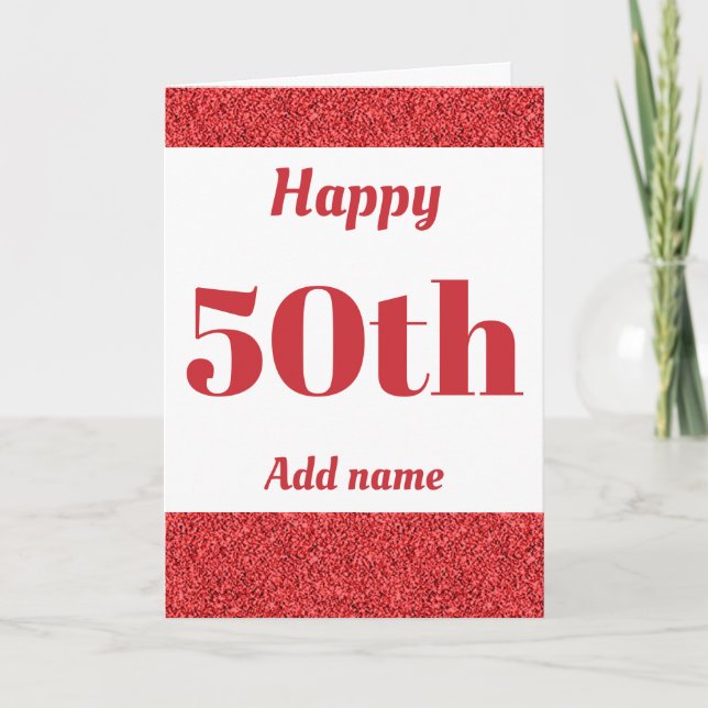 Stylish personalised happy birthday 50th card (Front)
