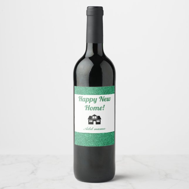 Stylish personalised happy new home bottle label (Front)