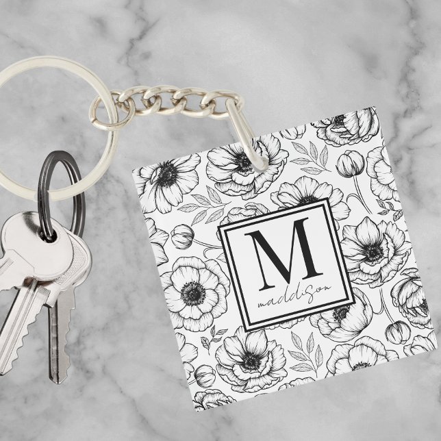 Stylish Personalised Initial Monogram Key Ring (Stylish Personalized Initial Monogram Keychain)