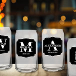 Stylish Personalised Monogram Groomsman Proposal  Can Glass<br><div class="desc">Looking for the perfect way to propose to your groomsmen? Look no further than these personalised groomsmen can glasses! Featuring a stylish and modern design, these glasses can be customised with your groomsmen's monogram, name, and role in your wedding. Perfect for enjoying a cold beer with the guys, these glasses...</div>