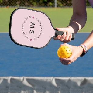 Stylish personalised monogram pink pickleball paddle