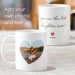 Stylish Personalised Name Photo Love Heart Coffee Mug<br><div class="desc">'You are the best daughter ever!' Create your own personalised coffee mug with a favourite photo inside a heart-shaped frame. This stylish design also includes a custom message in a trendy script font, a pink love heart and the recipient's name. This versatile template can be adapted for many different occasions...</div>