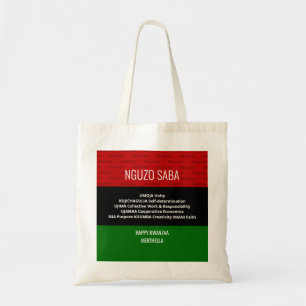 Stylish personalised NGUZO SABA Happy Kwanzaa Tote Bag