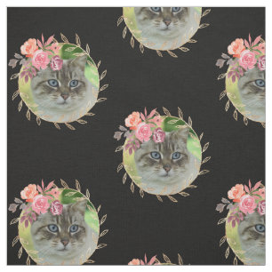 Stylish Personalised Pet Cat Photo Printed Fabric
