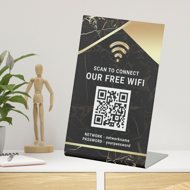 Stylish Personalised QR Code Wifi Network Password Pedestal Sign (Creator Uploaded)