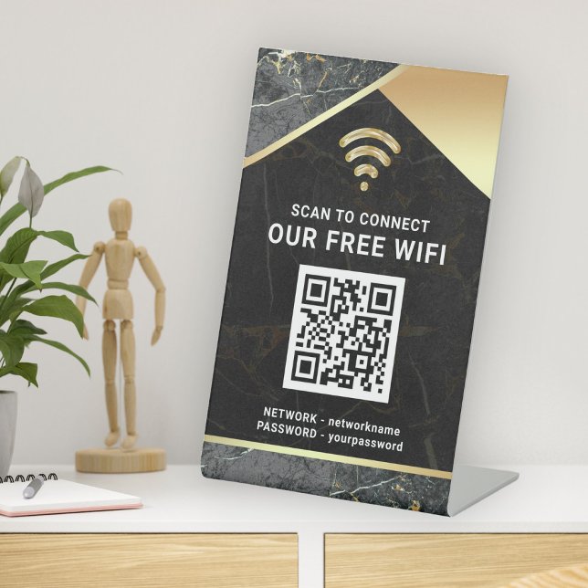 Stylish Personalised QR Code Wifi Network Password Pedestal Sign (Creator Uploaded)