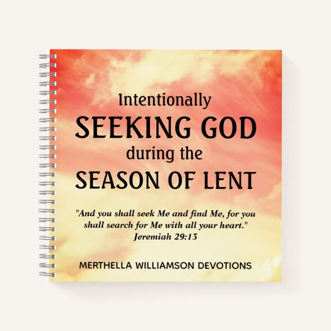 Stylish Personalised SEEKING GOD Easter Lenten Notebook (Front)