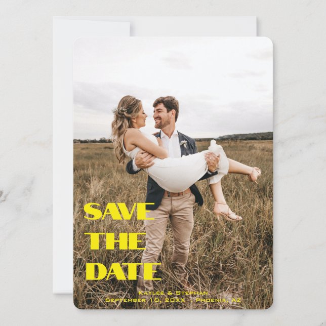 Stylish Personalised Wedding Photo Save the Date  (Front)