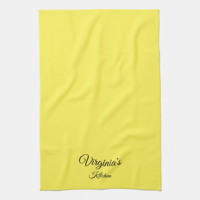 Stylish Personalised Yellow Kitchen Towel (Vertical)